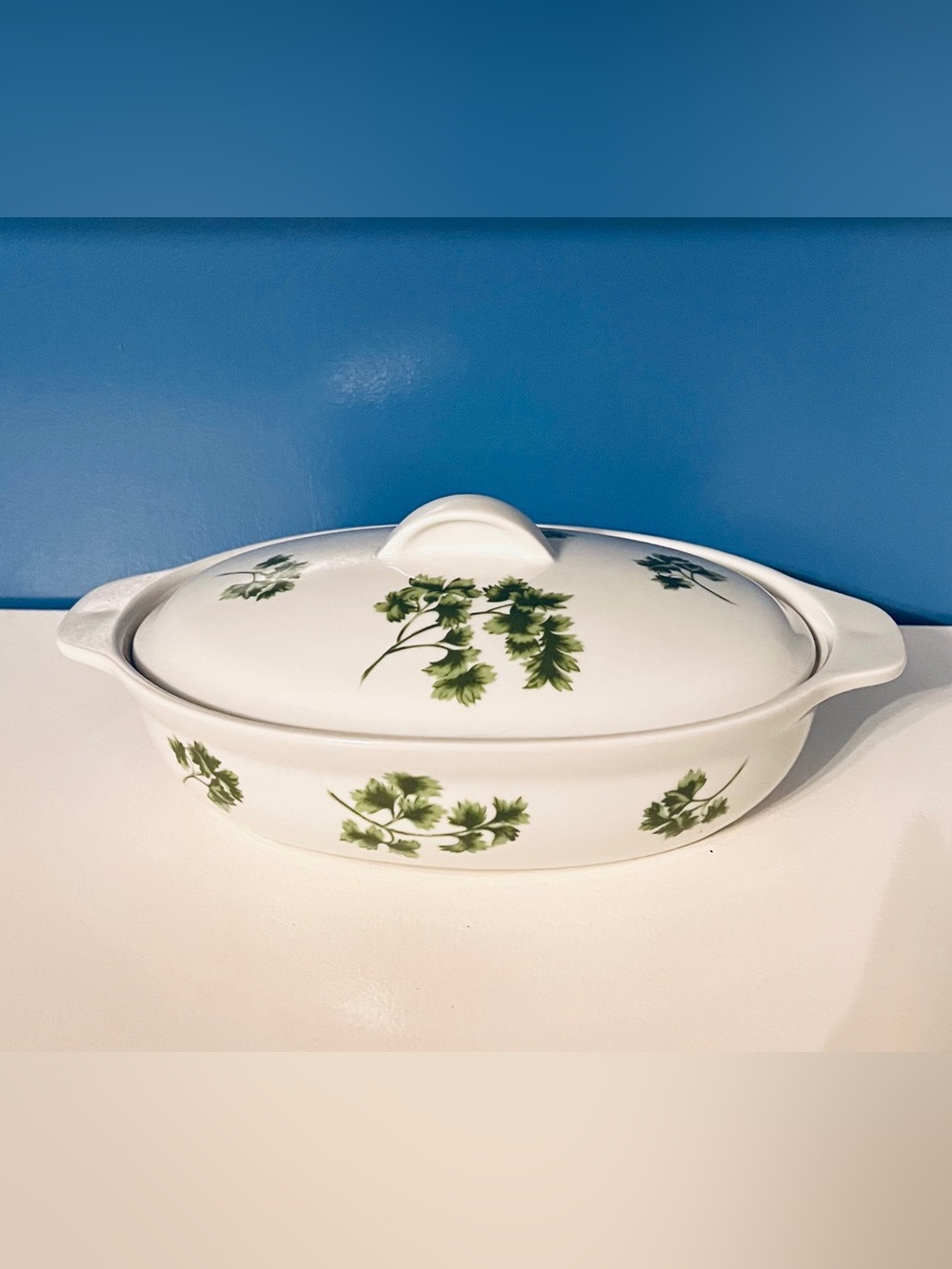 Vintage Andrea by Sadek #7382 Parsley Oven to Table Oval Covered Casserole 1 Qt